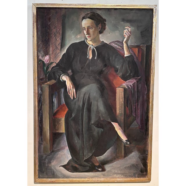 Life Size Portrait Painting of a Woman, by California Artist Ejnar Hansen 1935 For Sale - Image 4 of 8