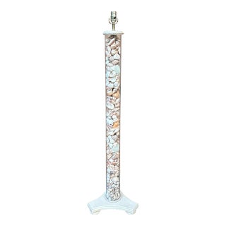 Vintage Organic Modern Coastal Style Seashell Filled Lucite Floor Lamp For Sale