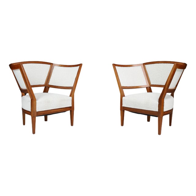 19th Century French Armchairs in New Bouclé Upholstery, 1850, Set of 2 For Sale