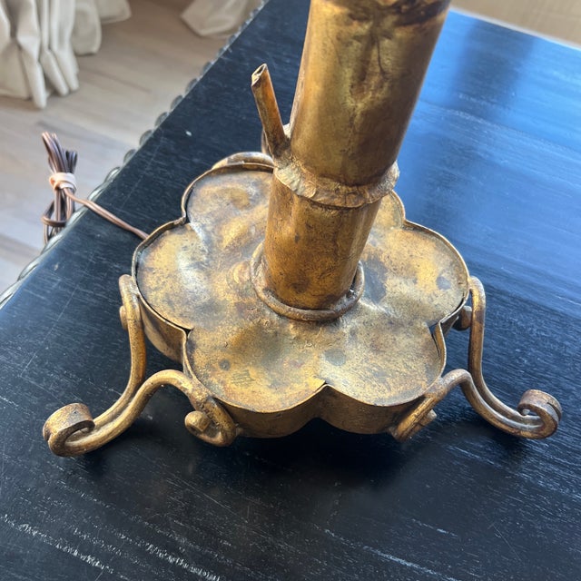 Mid 20th Century Mid-Century Modern Gilt-Metal Palm Tree Table Lamp in the Style of Maison Jansen For Sale - Image 5 of 8