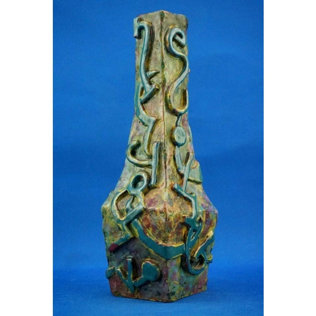 Green Vintage Sculptural Vase in Stoneware by Roger Guerin, 1960s For Sale - Image 8 of 18