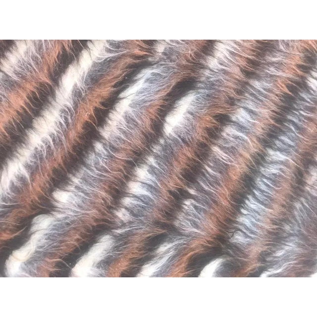 Rustic Mid-Century Modern Goat Hair Moroccan Rug with Stripes For Sale - Image 3 of 8