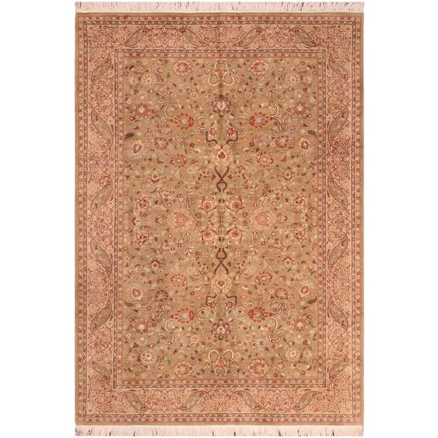 Shabby Chic 1990's Pak-Persian Green/Taupe Wool Rug - 6'0'' X 9'3'' For Sale - Image 9 of 9
