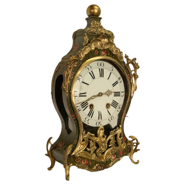 Antique 18th Century French Louis XV Painted & Ormolu Vernis Martin Cartel Clock 1750 For Sale In Portland, OR - Image 6 of 18