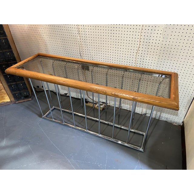 1960s 1960s Mid Century Modern Milo Baughman Style Smoked Glass Console Table For Sale - Image 5 of 7