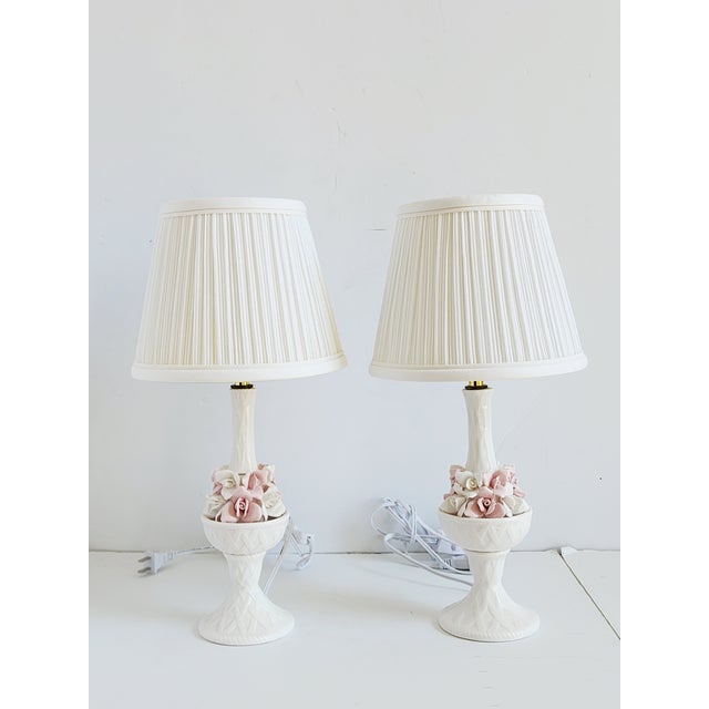 Vintage Porcelain Capodimonte Style Porcelain Table Lamps-a Pair For Sale - Image 4 of 12