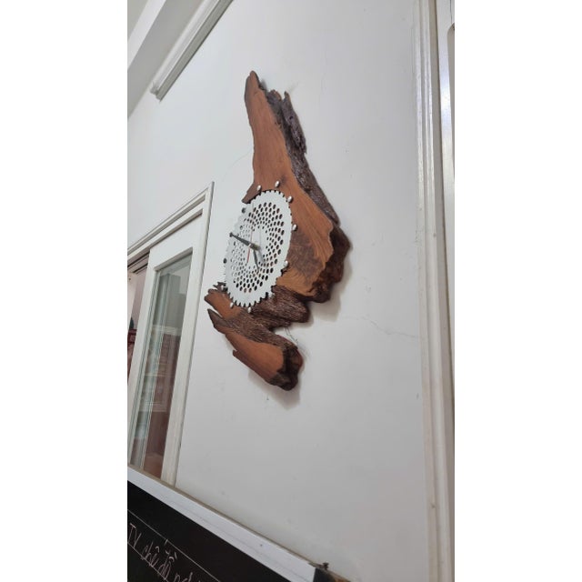 Lightning – One-of-a-Kind Handcrafted Natural Wood Wall Clock Sculpture For Sale - Image 6 of 15