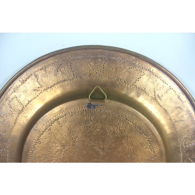 Mid 20th Century Vintage 15” Pierced Chased Copper Tray Wall Plate For Sale - Image 5 of 8