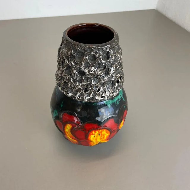 German Vintage Pottery Fat Lava Vase from Scheurich WGP, 1970s For Sale - Image 3 of 18
