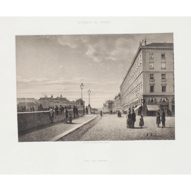 Antonio Fontanesi - Interior of Geneve - Original Lithograph - 19th Century For Sale