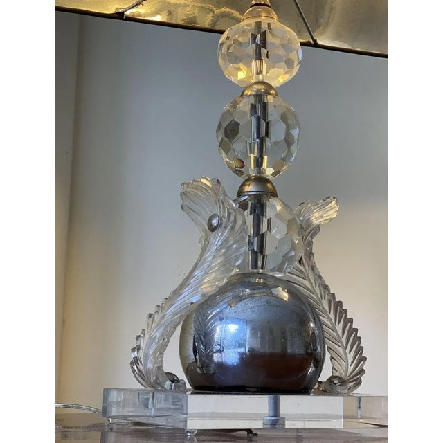 Bauhaus Art Deco American Crystal & Acrylic Glass Table Lamp, Late 1930s For Sale - Image 3 of 7