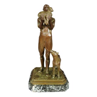 Figurative Sculpture with Double Patina, Early 20th Century, Bronze For Sale