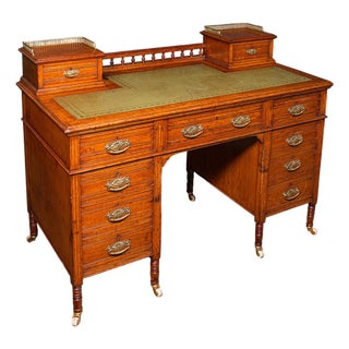 Antique Estate Manager's Kneehole Desk, Scottish, Oak, Country House, Victorian For Sale