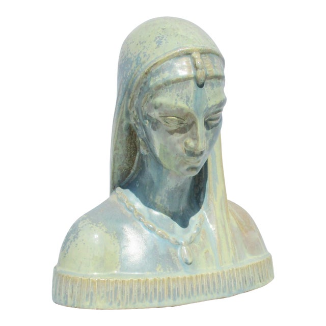 1940s Vintage F Steinberger Glazed Terra Cotta Female Sculpture For Sale