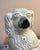 Antique LARGE white ceramic Staffordshire dog sculpture. Some slight fading of color finish in a couple spots as shown....