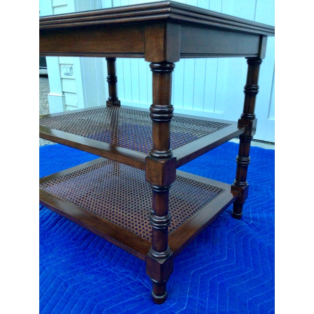 1980s Vintage Ethan Allen Three Tier Cane Shelf Side Table Chairish