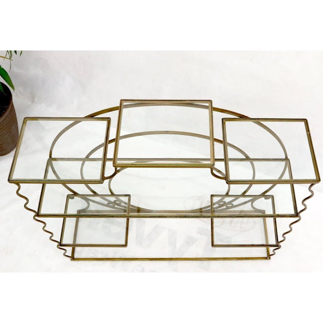 Metal Decorative Gold Gilt Wrought Iron Glass Shelves Étagère For Sale - Image 7 of 13