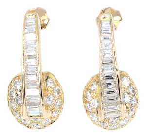 Mid 20th Century 14k (585) Yellow Gold Natural Diamond Earrings - Set of 2