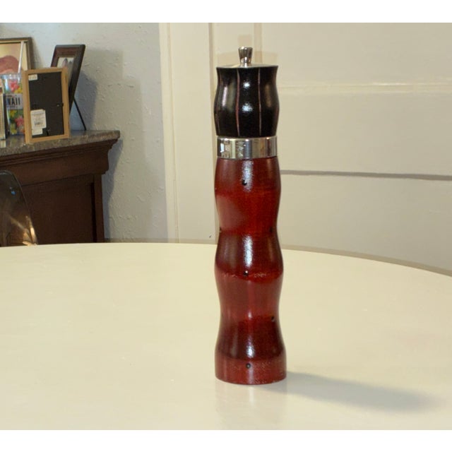 1980s Postmodern Hand-Turned Wooden Pepper Mill by Robert Wilhelm For Sale - Image 9 of 10