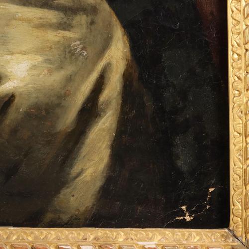 French School Artist, Portrait of a Noblewoman with a Puppy, 1700s, Oil Painting, Framed For Sale - Image 8 of 12