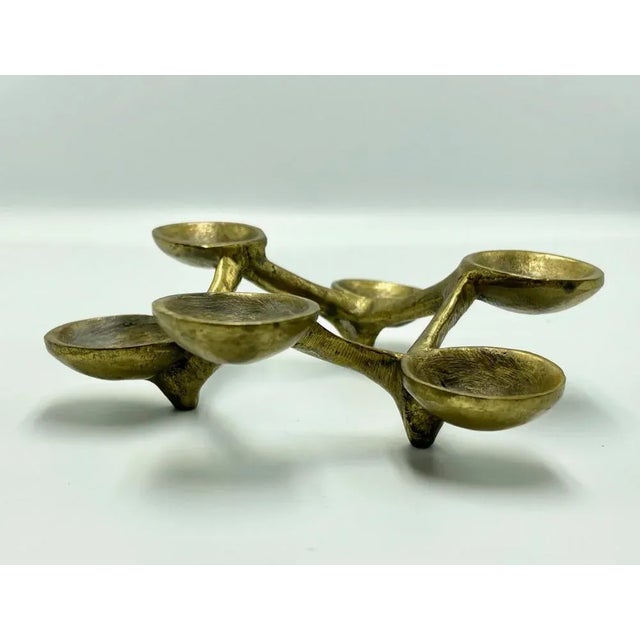 Goldenrod Brutalist Candleholder in Bronze in the style of Michael Harjes, 1960s For Sale - Image 8 of 11