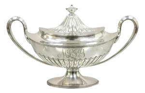 Antique Gorham Edwardian Silver Plated Trophy Urn Covered Sauce Boat Soup Tureen