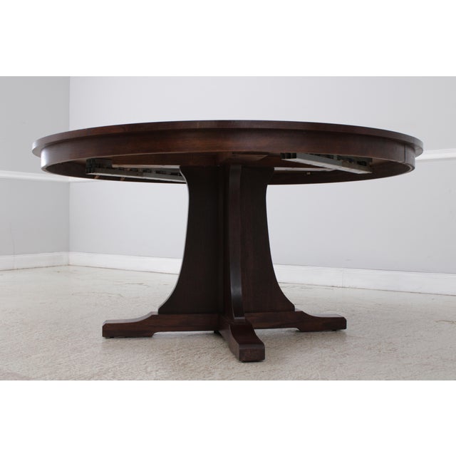 Mission Stickley Mission Oak Large Round Dining Room Table For Sale - Image 3 of 18