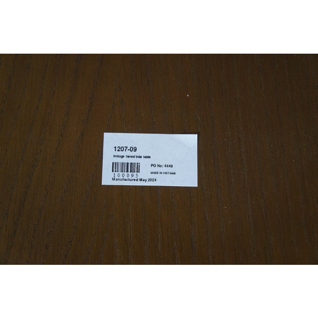 2 Woodbridge Furniture Vintage Tiered Oak Side Accent Tables Modern Pair For Sale - Image 11 of 11
