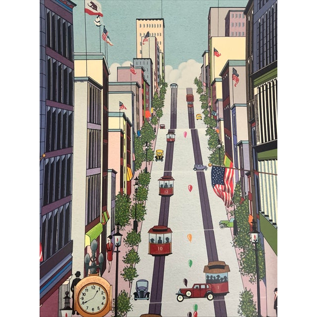 Vintage Nicky Watanabe "Powell Street Cable Car" Signed Serigraph Screenprint 28/300 San Francisco For Sale In Washington DC - Image 6 of 9