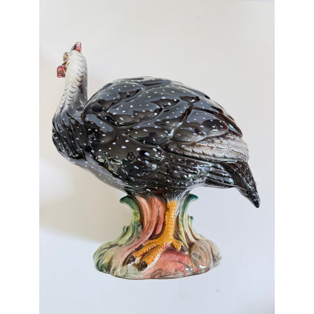 Ceramic Large Pair of Ceramic Guinea Hens or Fowl, Made in Italy For Sale - Image 7 of 10