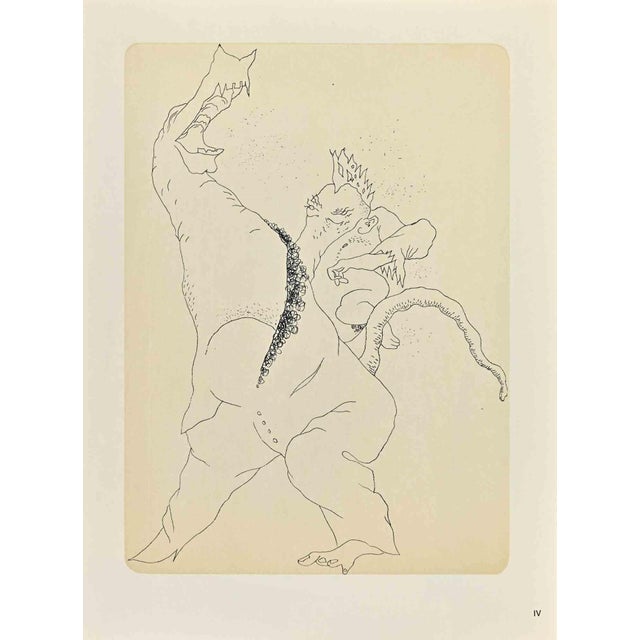 The Creature is a print on cream-colored paper, realized by Latis (Emmanuel Peillet) artist in the 1970s. Phototype print....