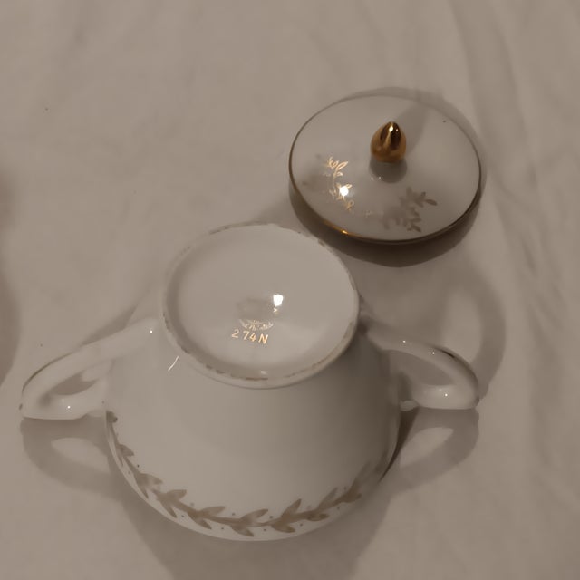 Ceramic 1960s Lefton China Silver 50th Anniversary Hand Painted Cream and Sugar Set- a Pair For Sale - Image 7 of 9