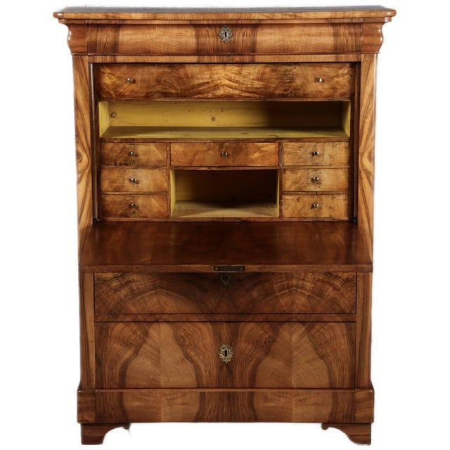 Antique Biedermeier Louis Phillipe Secretaire in Walnut, 1840 For Sale - Image 6 of 18