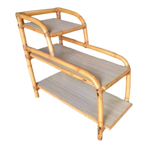 Restored Three-Tier "Arch" Side Table W/ Blond Formica Tops