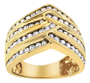 10K Yellow Gold Plated .925 Sterling Silver 1 1/2 Cttw Diamond Channel Band Ring Size 7