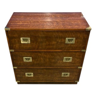1970s Mid Century Drexel Heritage Campaign Chest of Drawers For Sale