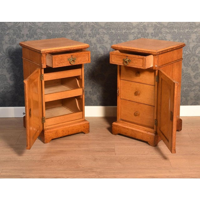 Oak Bedside Cabinets, 1890s, Set of 2 For Sale - Image 6 of 8
