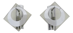 Vintage Chrome-Plated Metal and Glass Wall Sconces, 1970s, Set of 2