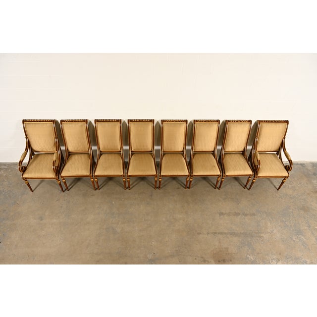 1980s Karges French Regency Louis XVI Carved Walnut and Gold Gilt Dining Chairs | Set of Eight For Sale - Image 5 of 16