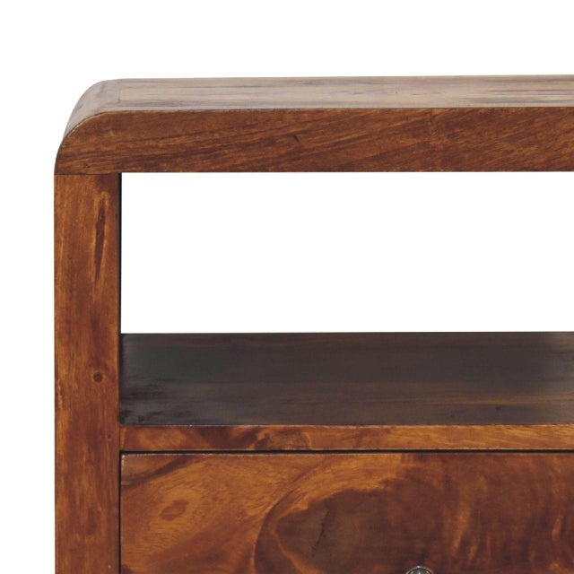 Not Yet Made - Made To Order Chestnut-Finish Mango Wood Curved Nightstand For Sale - Image 5 of 8