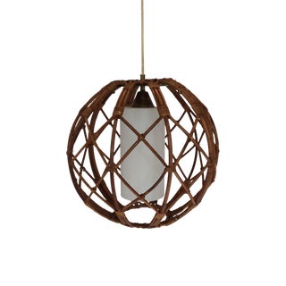 Franco Albini Mid Cenutry Rattan Globe Chandelier For Sale