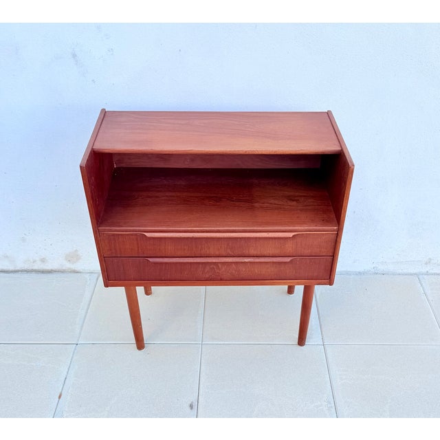 Danish Bedside Table in Teak Veneer, 1960s For Sale - Image 4 of 10