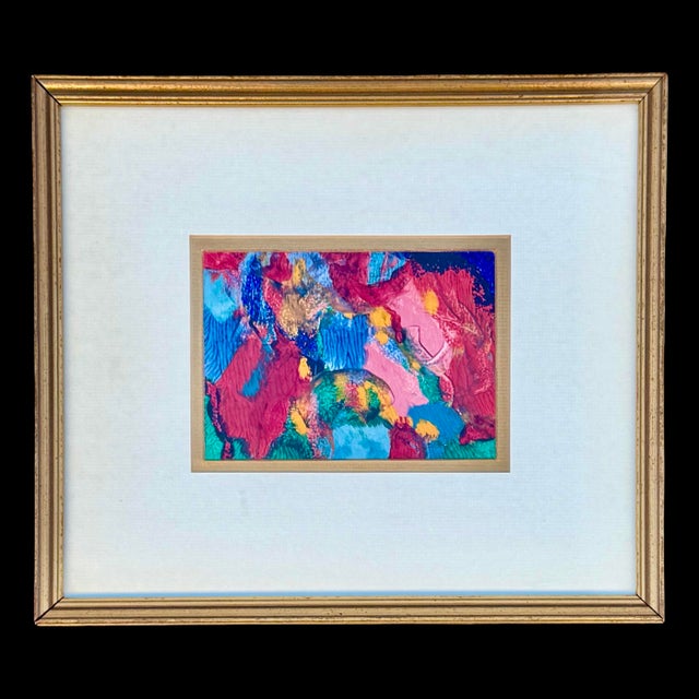 Abstract Vintage Vibrant Abstract Expressionist Hand-Painted Alkyd Monotype by Adrenn Doss For Sale - Image 3 of 10