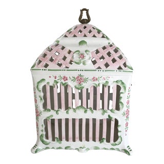 Vintage Decorative Ceramic Bird Cage Italy Lantern For Sale