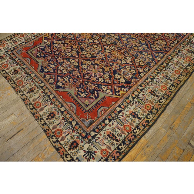 Antique Persian Joshaqan Rug Ivory Border With Scrolling Vines and Flowers Frames the Field For Sale - Image 13 of 18