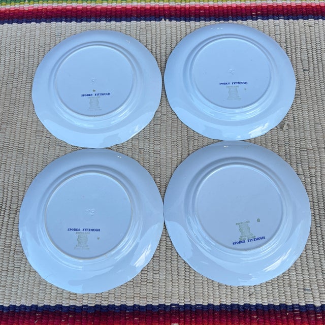Circa 1960’s Copeland Spode Fitzhugh Blue Dessert Plates- Set of 4 For Sale - Image 9 of 12