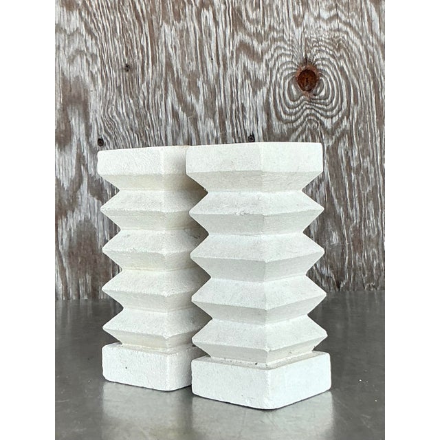 Vintage Boho Zig Zag Candlesticks - A Pair For Sale - Image 9 of 10