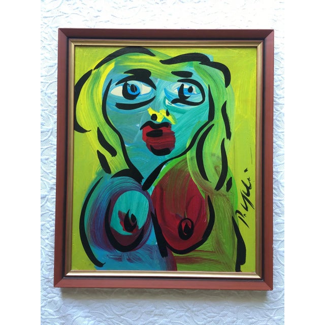 Textile Peter Keil Abstract Portrait Painting, Framed For Sale - Image 7 of 7