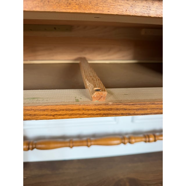 Vintage American Drew Oak Parquet Top Console Sofa Table With Turned Legs For Sale - Image 15 of 18
