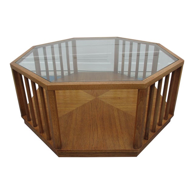 MidCentury Modern Glass Top Octagon Coffee Table Chairish